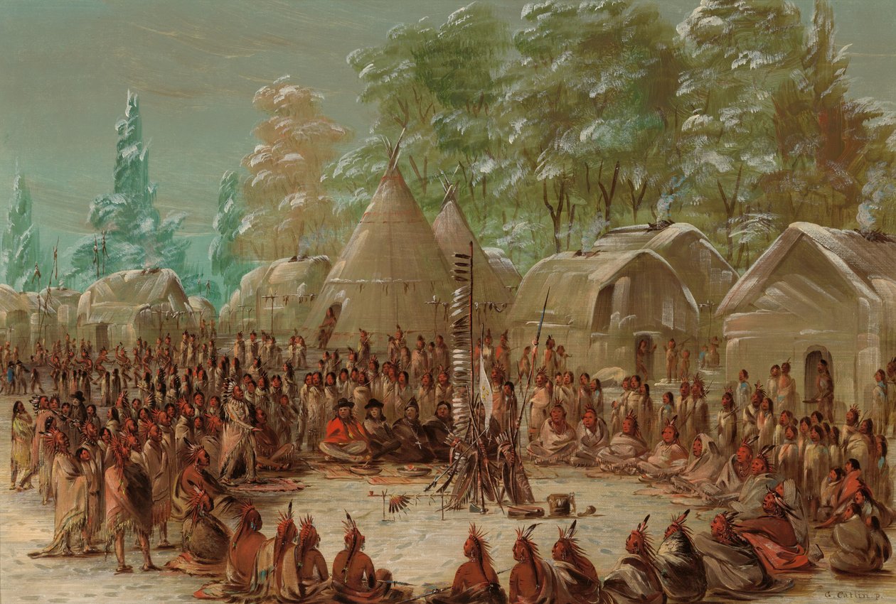 इलिनॉय विलेज में ला सालले की पार्टी मनाई गई। 2 जनवरी, 1680, 18471848। द्वारा जॉर्ज कैटलिन
