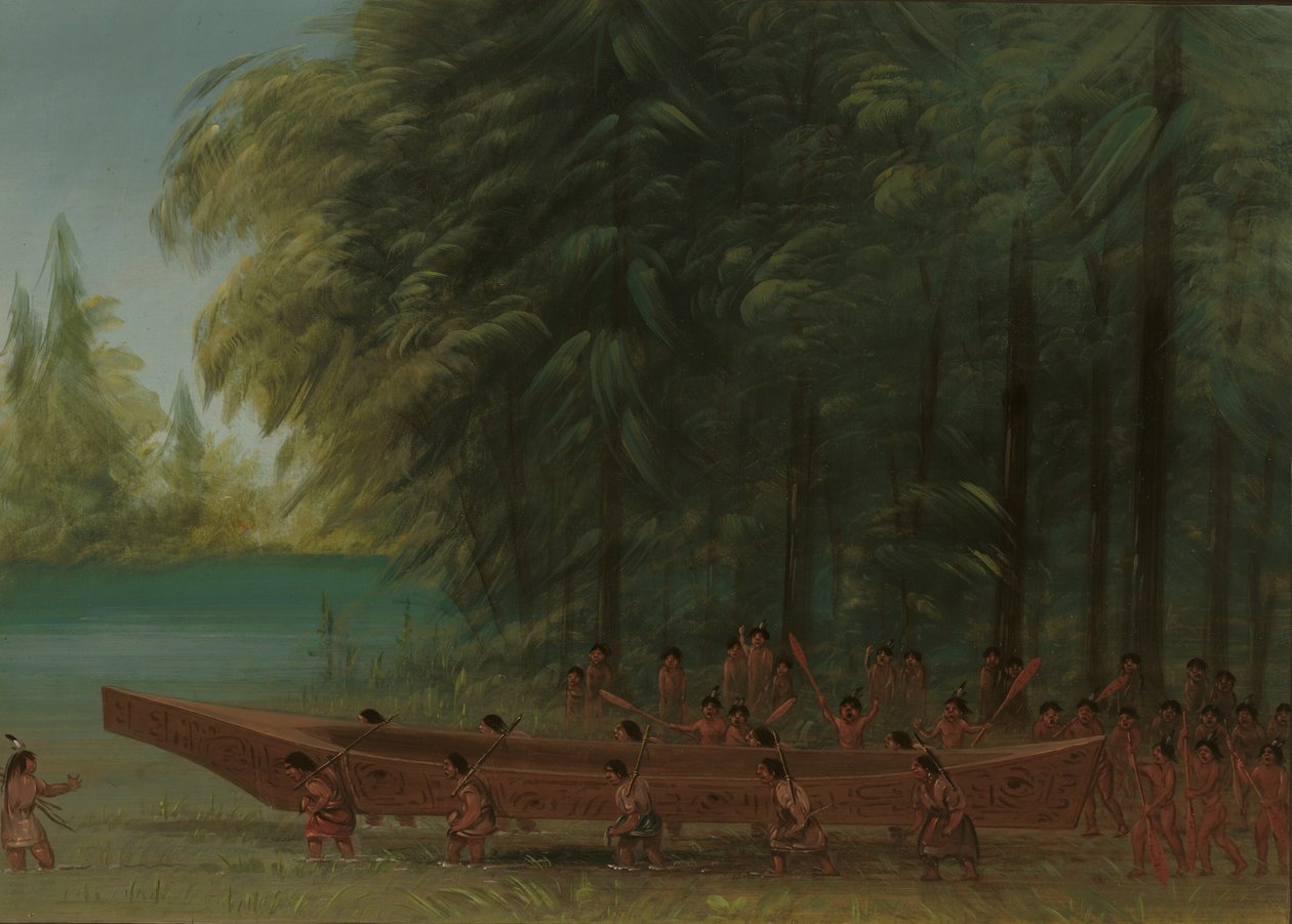 डोंगी का शुभारंभ - नायस इंडियंस, 18551869। द्वारा जॉर्ज कैटलिन