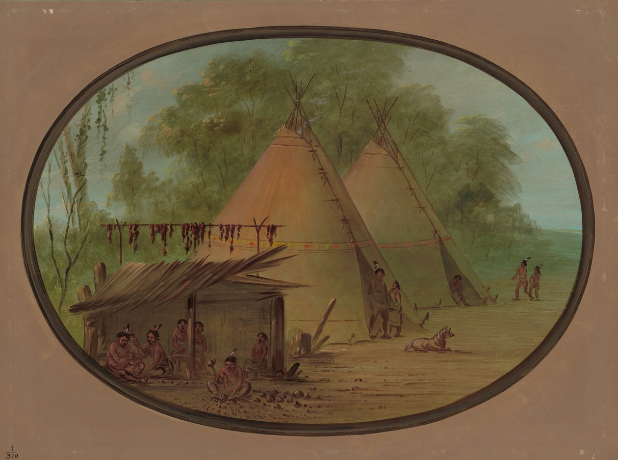 फ्लिंट एरोहेड बनाना - अपाचे, 18551869। द्वारा जॉर्ज कैटलिन