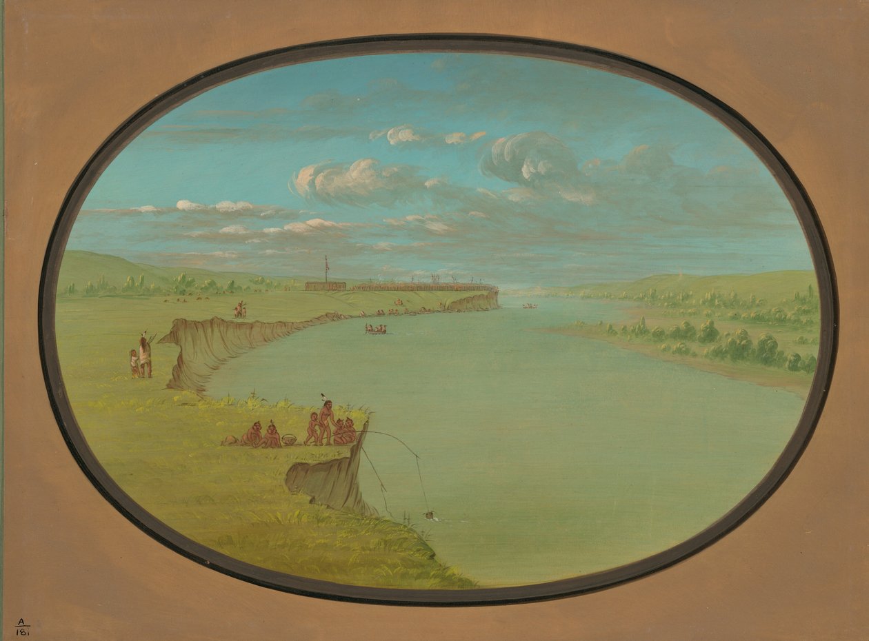 मंडन गांव - एक दूर का दृश्य, 18611869। द्वारा जॉर्ज कैटलिन
