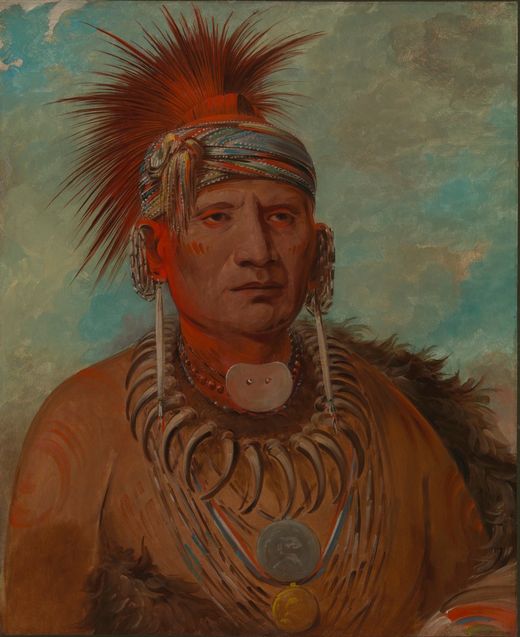 न्यू-मोन-या, वॉकिंग रेन, वॉर चीफ, 1844-1845। द्वारा जॉर्ज कैटलिन