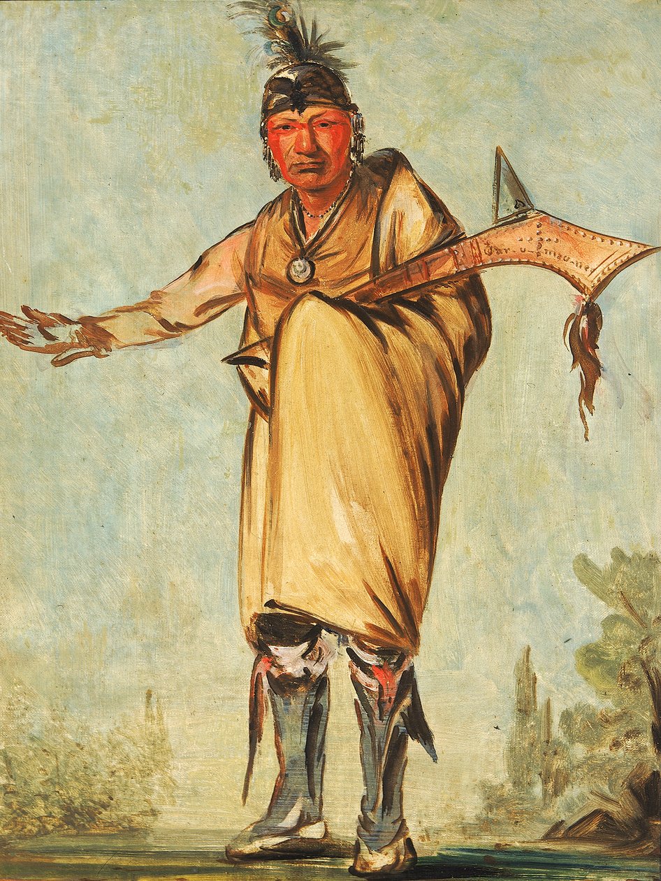 नव-काव, वुड, जनजाति के पूर्व प्रमुख, 1828। द्वारा जॉर्ज कैटलिन