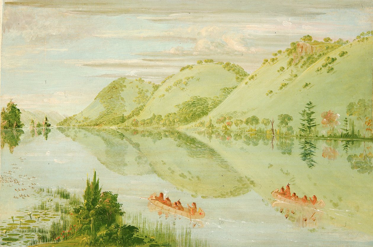 प्रेयरी डु चिएन के ऊपर सुरम्य ब्लफ्स, 1835-1836। द्वारा जॉर्ज कैटलिन