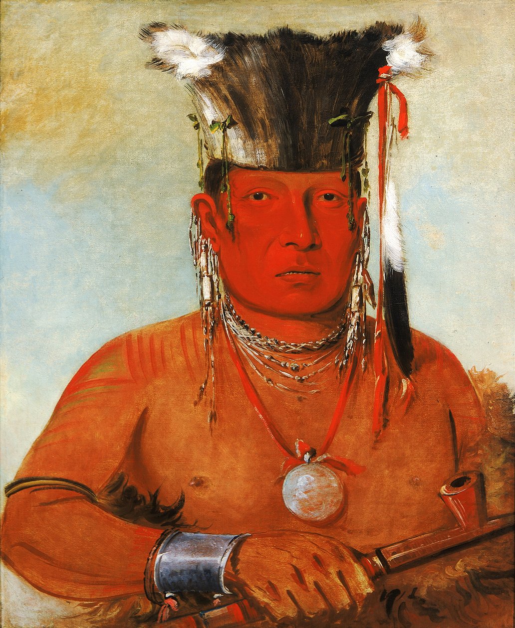 शॉ-दा-मोन-नी, देयर हे गोज़, ए ब्रेव, 1832। द्वारा जॉर्ज कैटलिन