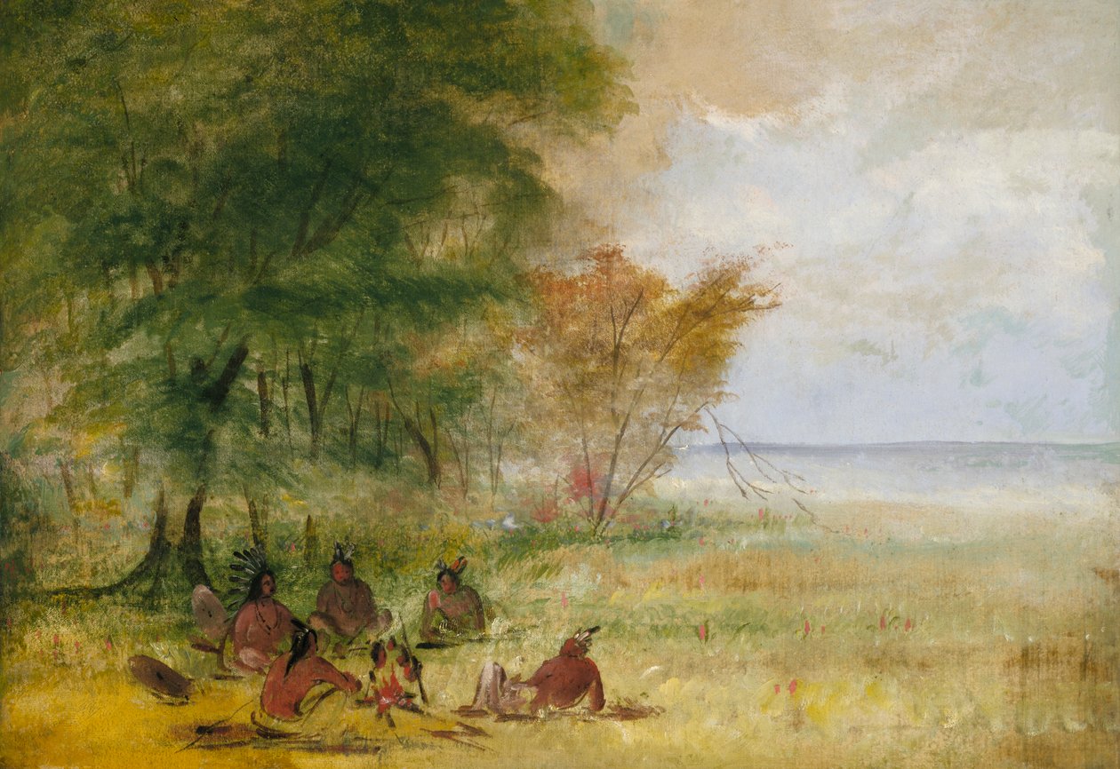 Sioux भारतीय परिषद, गहन विचार-विमर्श में प्रमुख, 1832-1837। द्वारा जॉर्ज कैटलिन