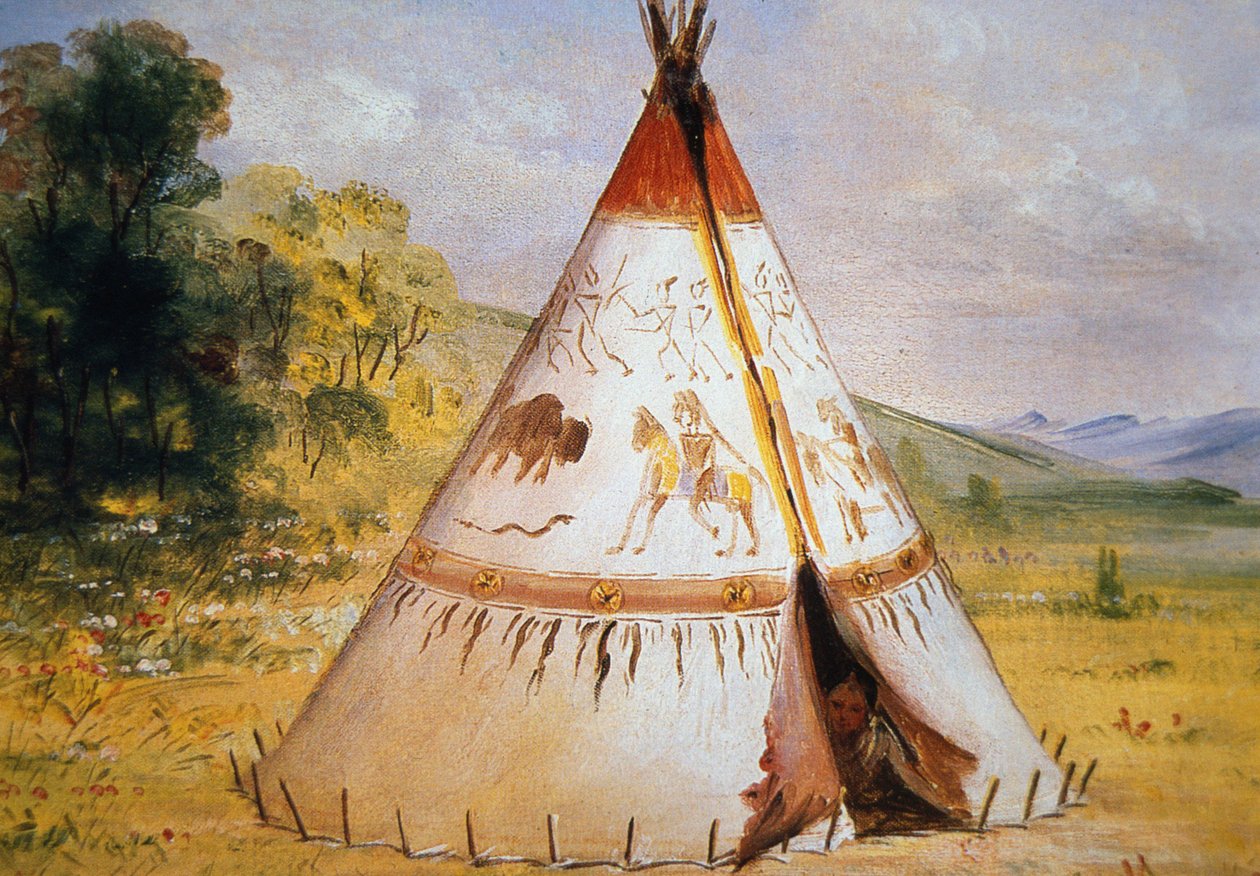 तेपी ऑफ़ द क्रो ट्राइब, c.1850 (कैनवास पर तेल) द्वारा जॉर्ज कैटलिन