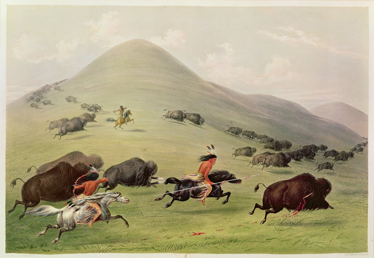 द बफ़ेलो हंट, c.1832 द्वारा जॉर्ज कैटलिन
