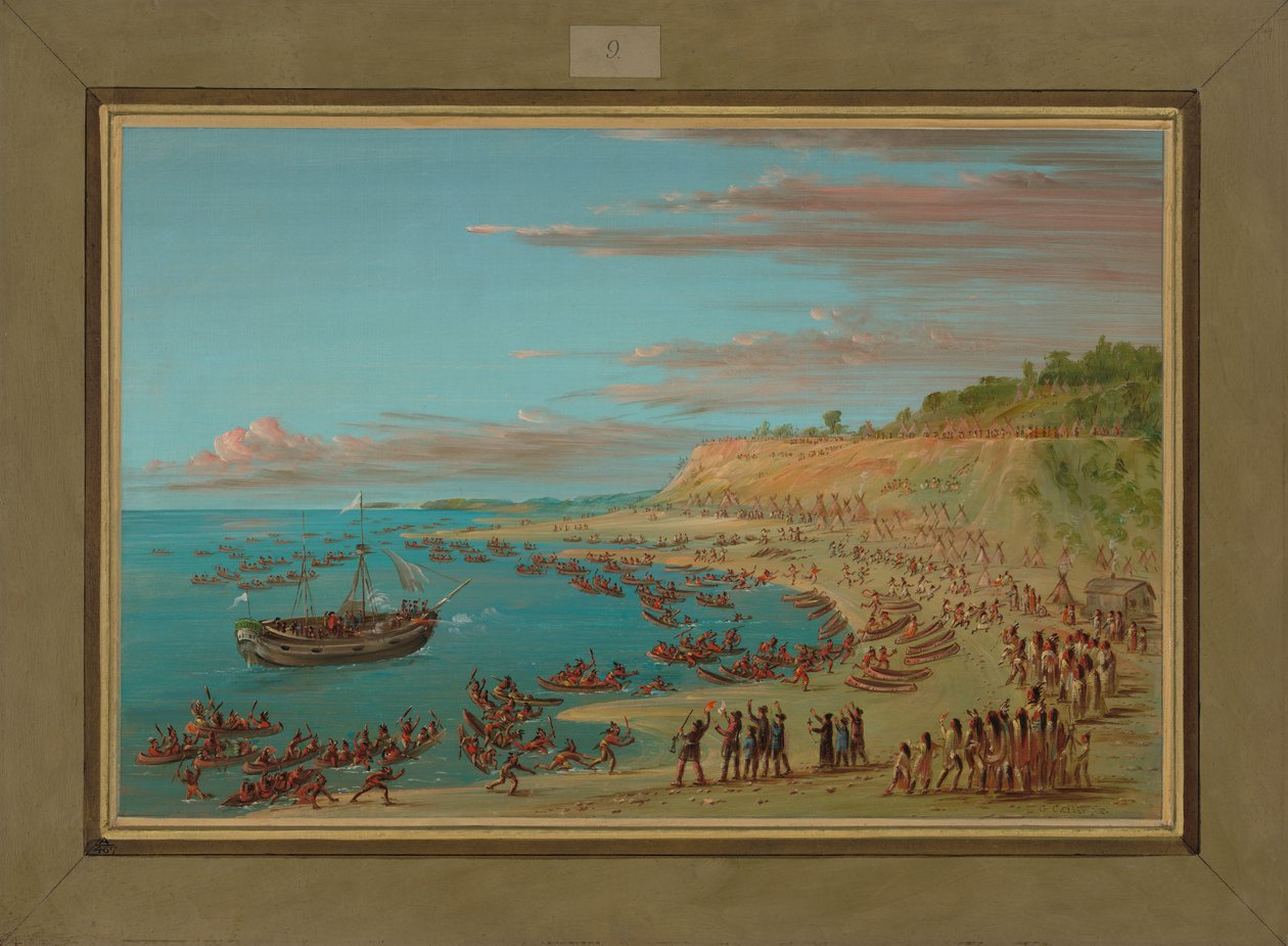 मैकिनवा में ग्रिफिन एंटरिंग द हार्बर, 27 अगस्त 1679, 1847-48 द्वारा जॉर्ज कैटलिन