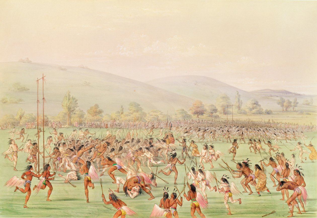 द इंडियन बॉल गेम, c.1832 द्वारा जॉर्ज कैटलिन