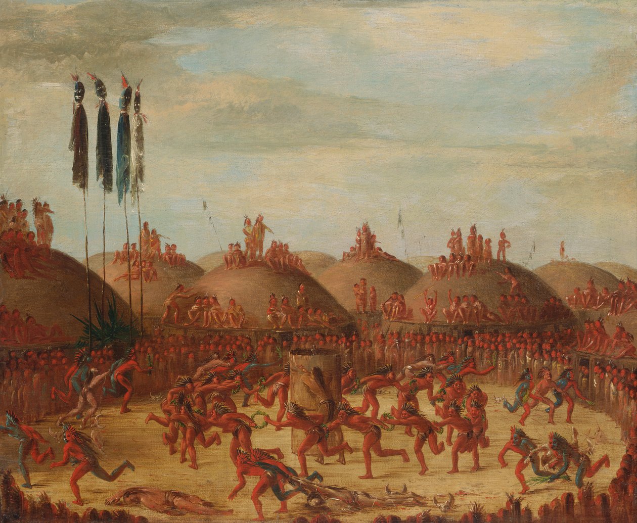 द लास्ट रेस, मंडन ओ-की-पा समारोह, 1832। द्वारा जॉर्ज कैटलिन