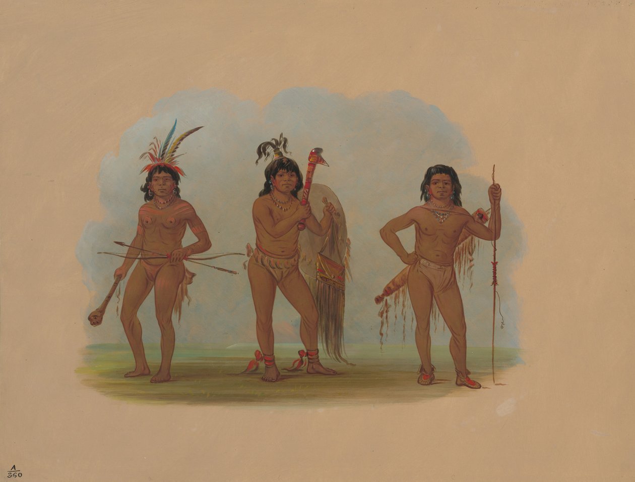 तीन ज़ुरुमती भारतीय, 18541869। द्वारा जॉर्ज कैटलिन