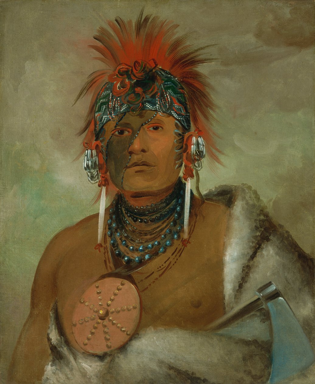वा-होन-गा-शी, नो फ़ूल, ए ग्रेट फ़ॉप, 1832। द्वारा जॉर्ज कैटलिन