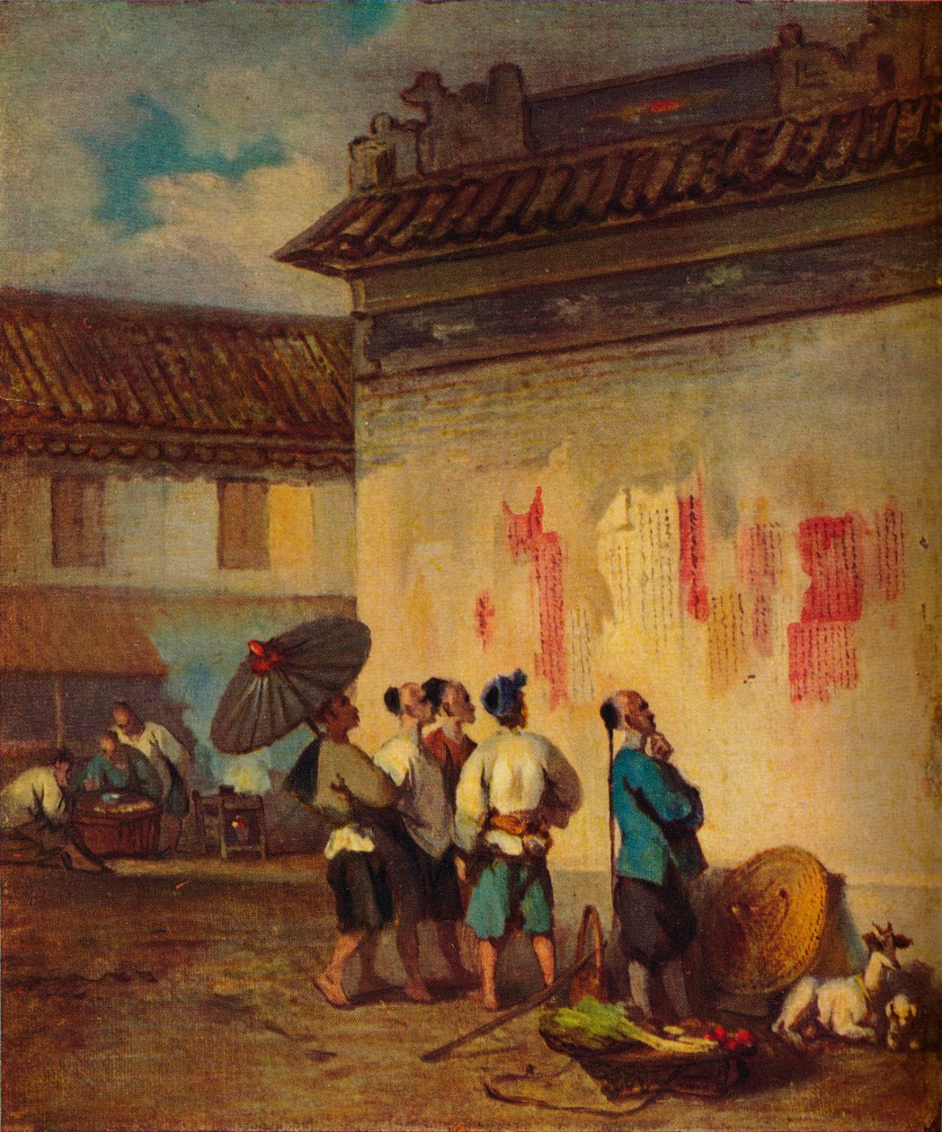कूलिज़ रीडिंग अ प्रोक्लेमेशन, मकाओ, c1840 द्वारा जॉर्ज चिन्नारी