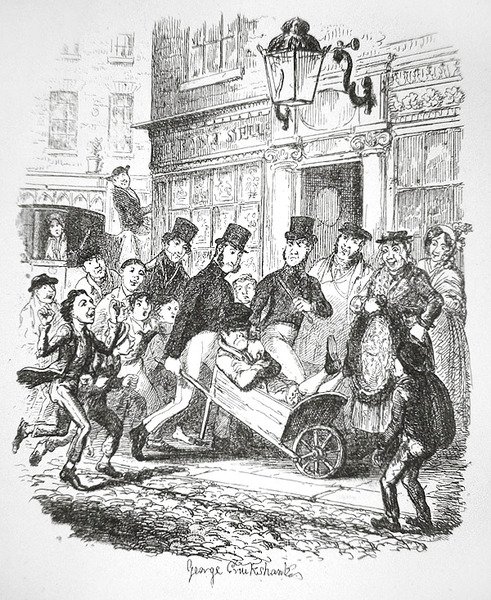 ए पिकपॉकेट इन कस्टडी, c.1835 (उत्कीर्णन) द्वारा जॉर्ज क्रूइशांक