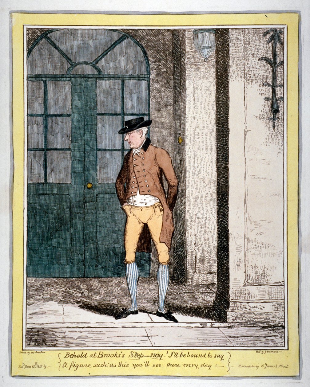 ब्रूक्स क्लब, लंदन, 1815 के बाहर एक आदमी द्वारा जॉर्ज क्रूइशांक