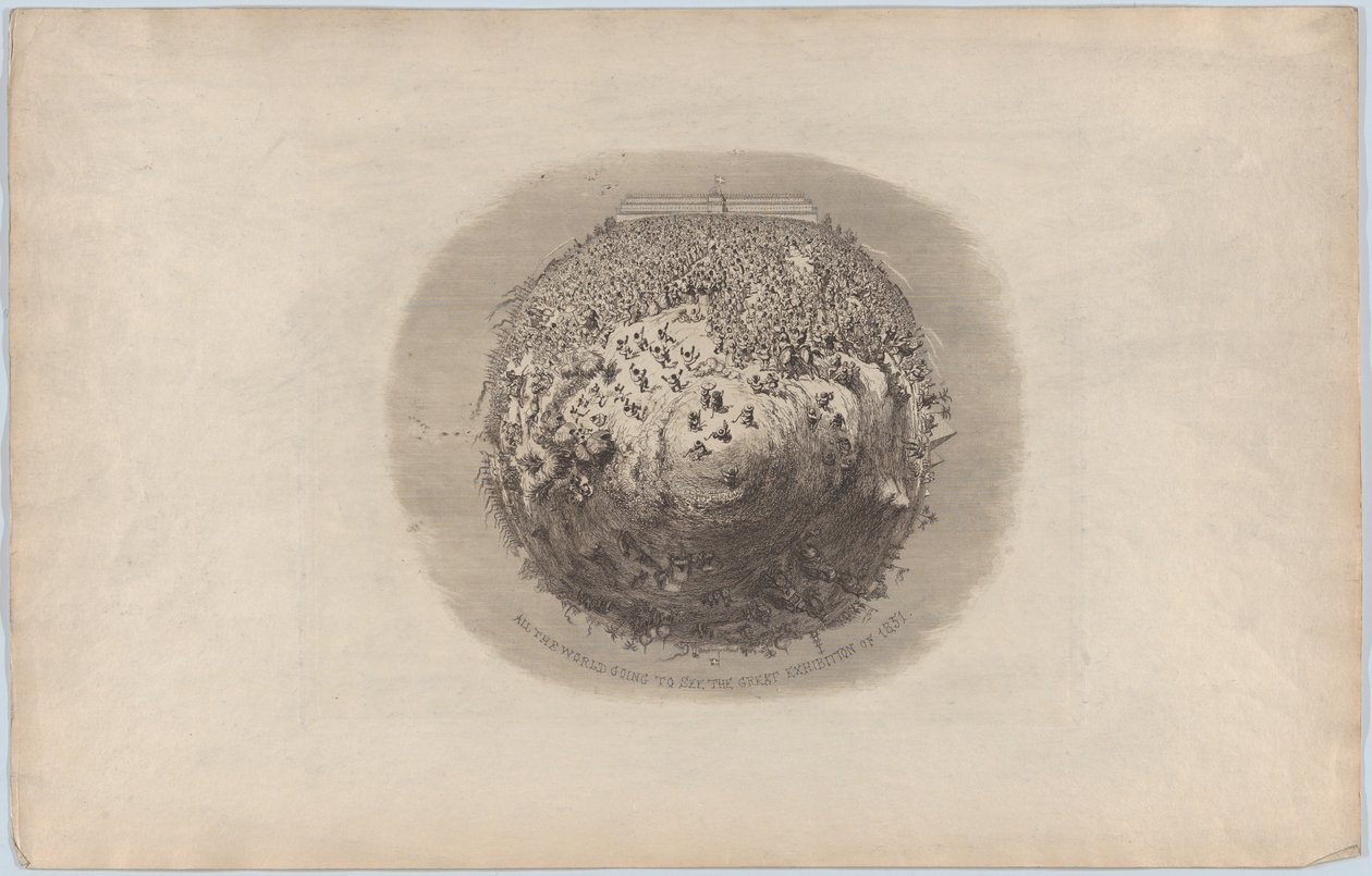 सारी दुनिया 1851, 1851, 1851 की महान प्रदर्शनी देखने जा रही है। द्वारा जॉर्ज क्रूइशांक
