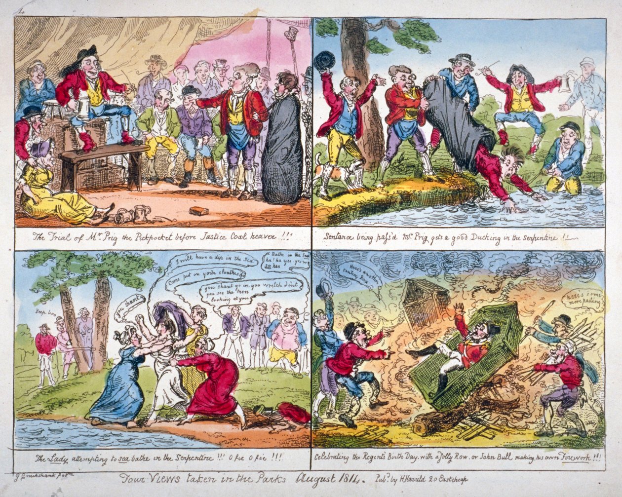 पार्कों में लिए गए चार दृश्य, 1814 द्वारा जॉर्ज क्रूइशांक