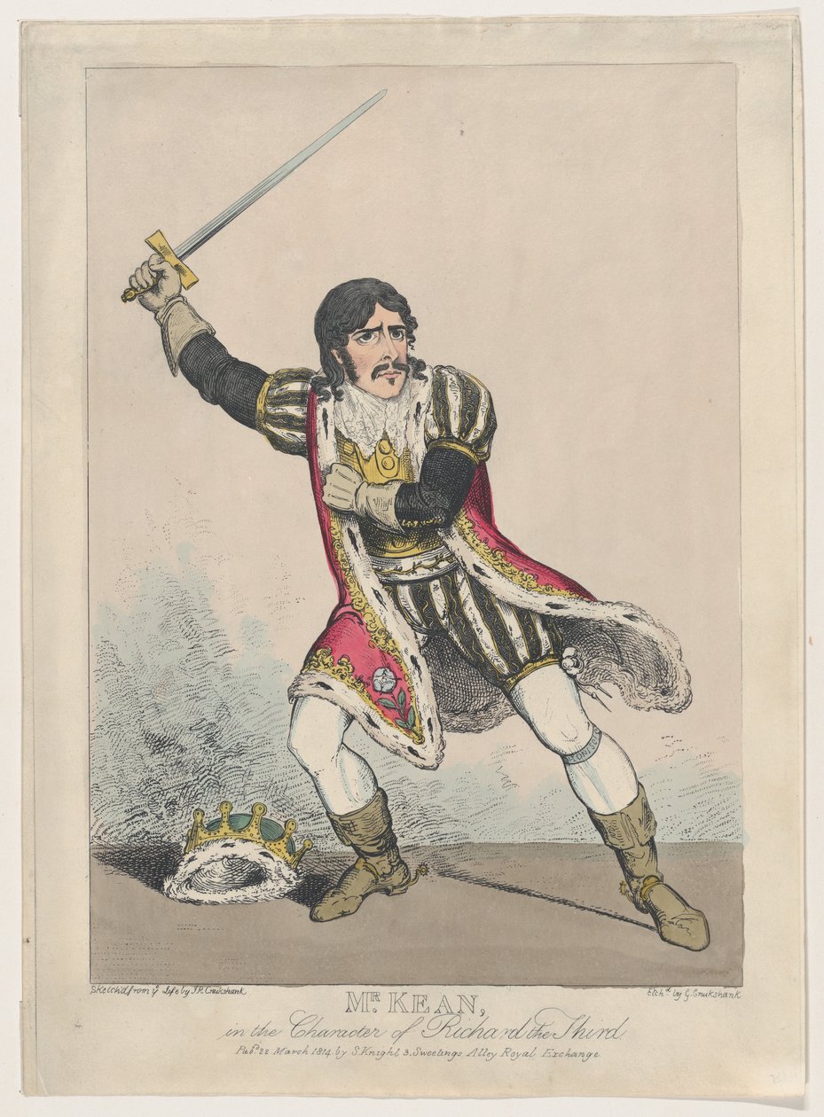 रिचर्ड द थर्ड के चरित्र में मिस्टर कीन, सीए। 1814., सीए। 1814. द्वारा जॉर्ज क्रूइशांक