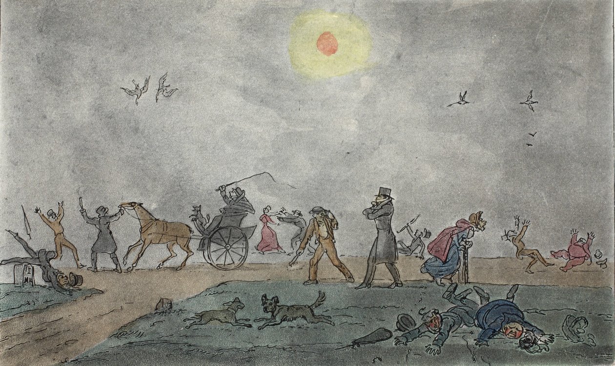 नवंबर - पुरानी शैली - कोहरे और गंदी हवा, पब में होवर थ्रो। 1835. द्वारा जॉर्ज क्रूइशांक