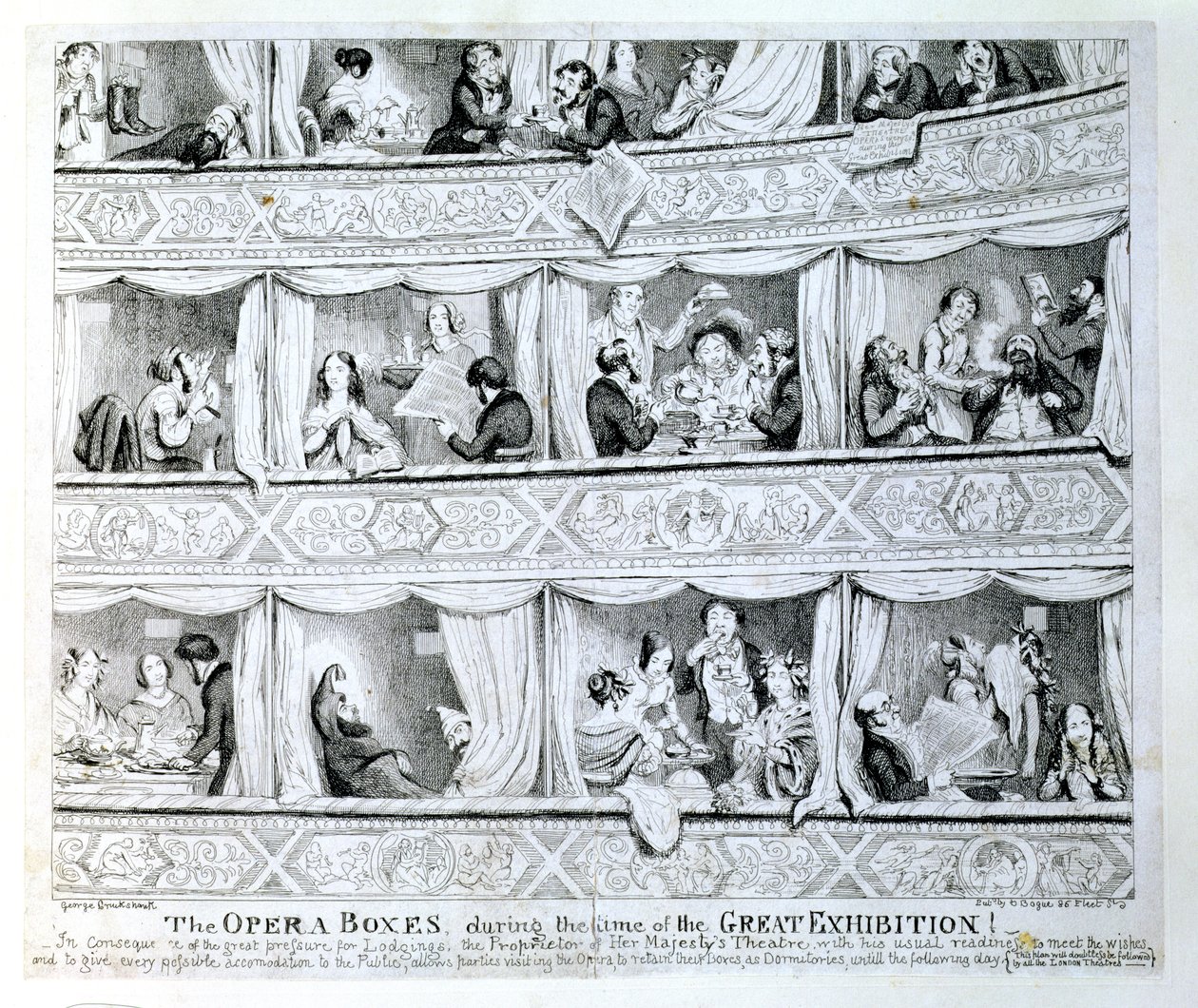 महान प्रदर्शनी के समय ओपेरा बॉक्स, c.1851 द्वारा जॉर्ज क्रूइशांक