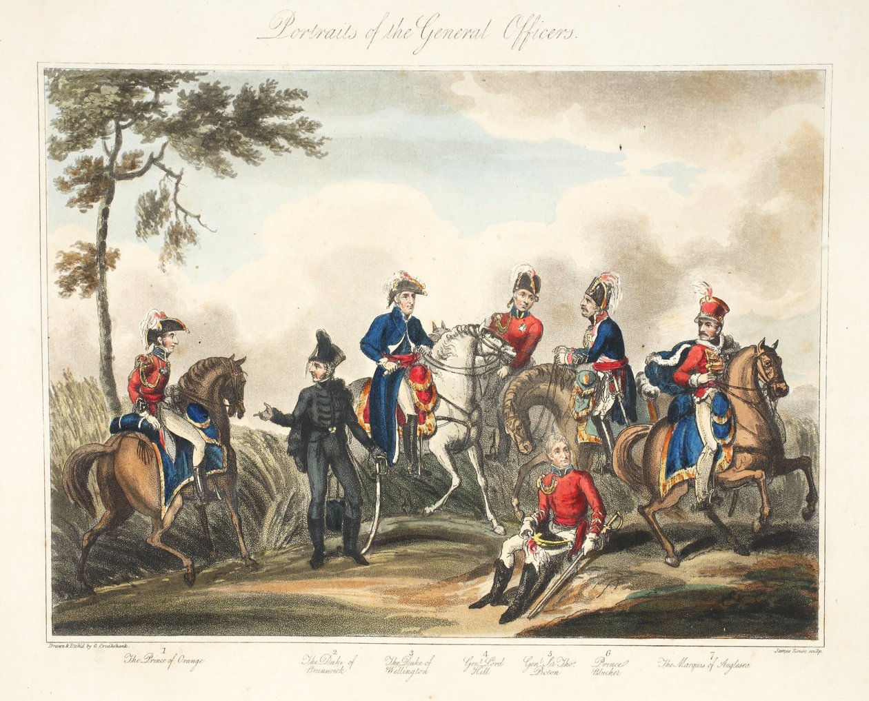सामान्य अधिकारियों के चित्र, पब। एच। कोलबर्न, रॉग, 1816 द्वारा जॉर्ज क्रूइशांक