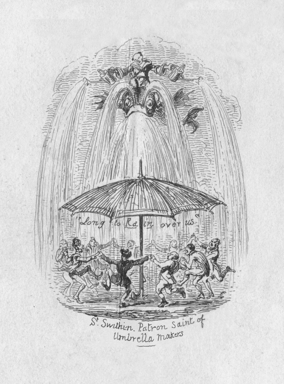1829 में अम्ब्रेला मेकर्स के सेंट स्विथिन पैट्रन संत द्वारा जॉर्ज क्रूइशांक