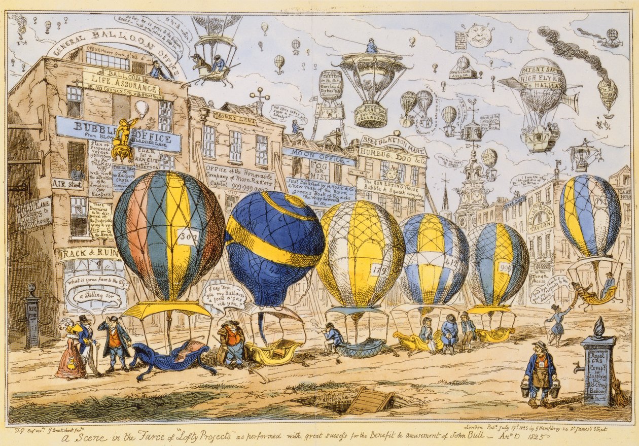 टैक्सी गुब्बारे, पब। जी। हम्फ्रे, 1825 द्वारा द्वारा जॉर्ज क्रूइशांक
