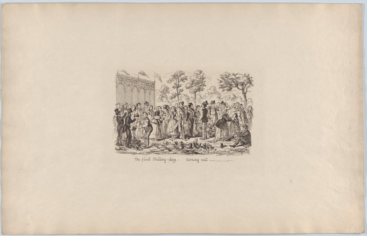 द फर्स्ट शिलिंग डे-कमिंग आउट, 1851, 1851। द्वारा जॉर्ज क्रूइशांक