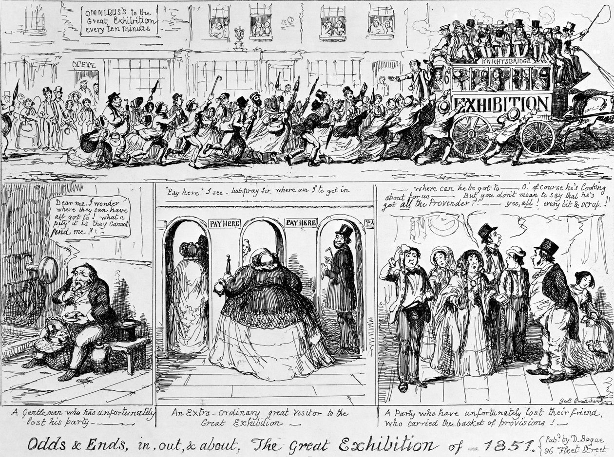 हाइड पार्क, लंदन में 1851 की महान प्रदर्शनी। द्वारा जॉर्ज क्रूइशांक