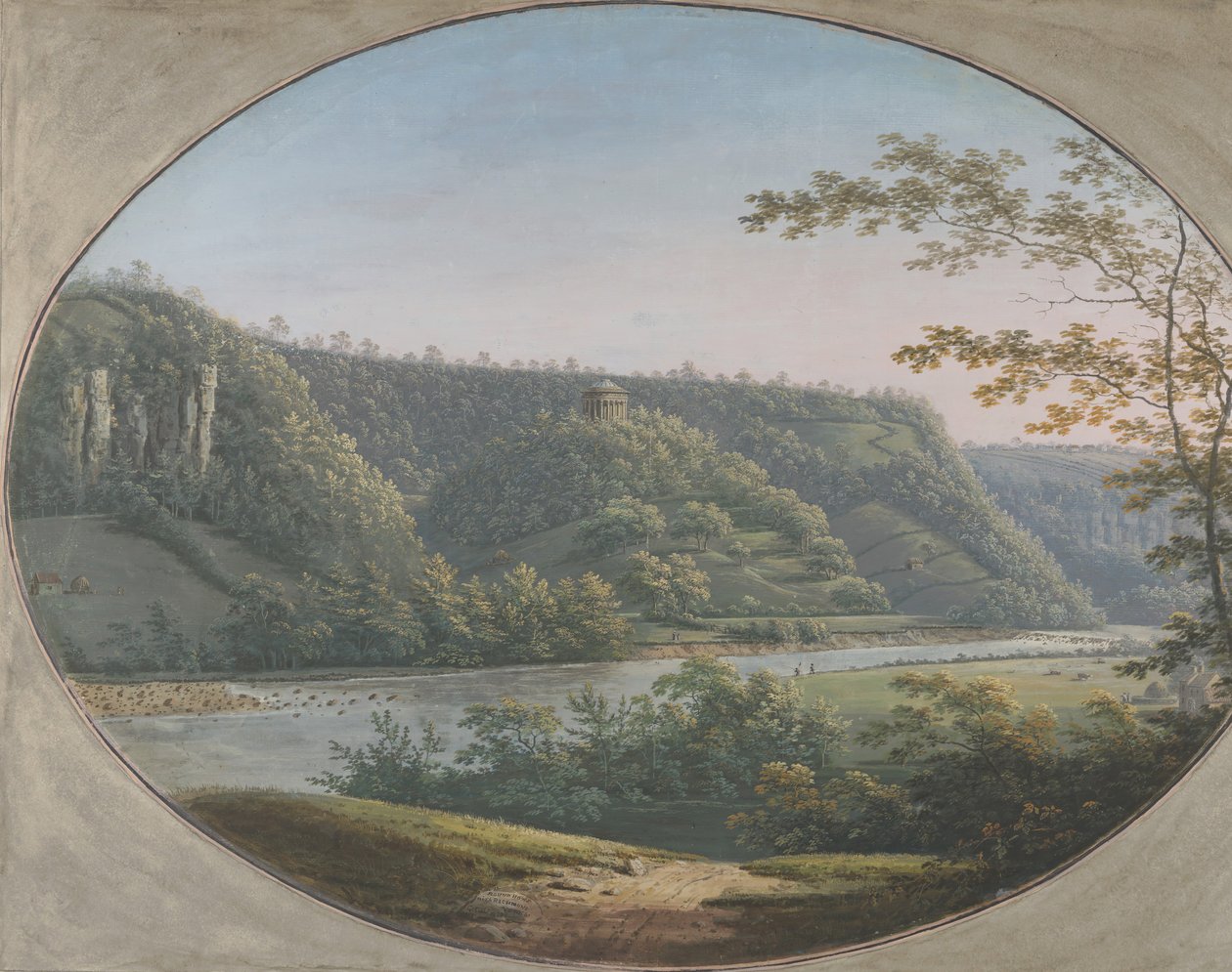 रिचमंड, यॉर्कशायर, इंग्लैंड के पास राउंड होवे का दृश्य, 1788। द्वारा जॉर्ज कुइटा