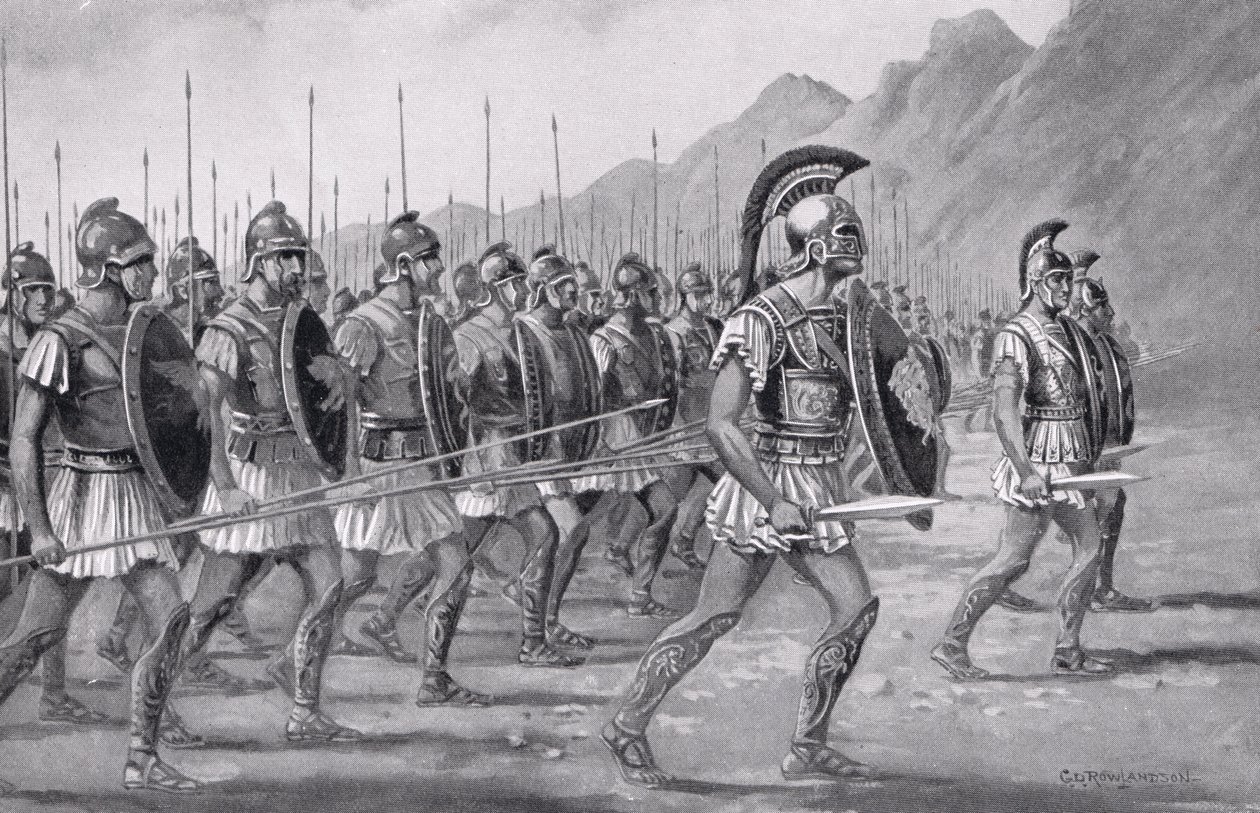 एक मैसेडोनियन फलांक्स, 1915 के &39;हचिंसन हिस्ट्री ऑफ द नेशंस&39; का चित्रण द्वारा जॉर्ज डर्विले रॉलैंडसन