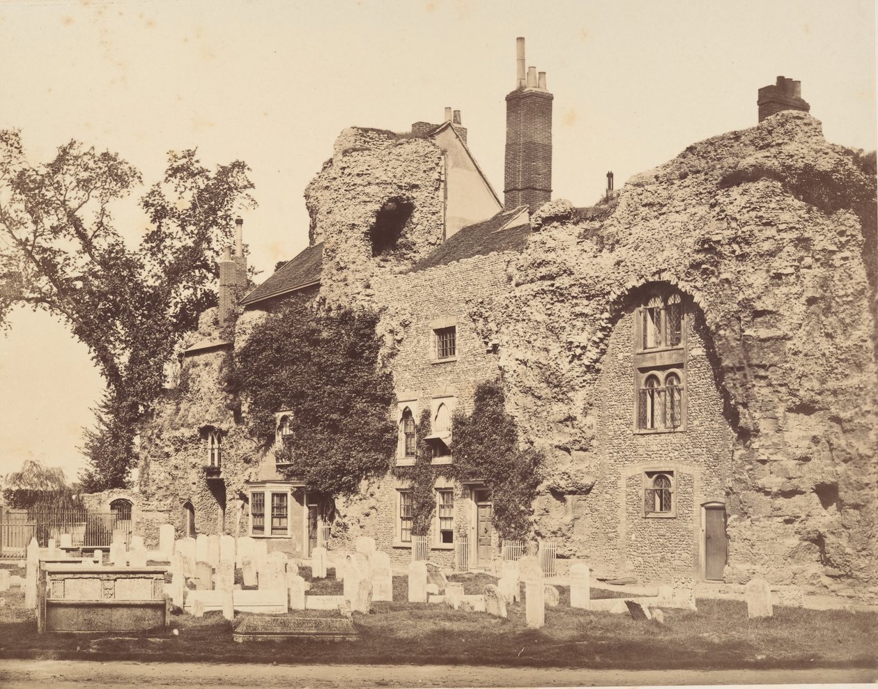 अभय चर्च के अवशेष, बरी सेंट एडमंड्स, 1857। द्वारा जॉर्ज डाउनेस