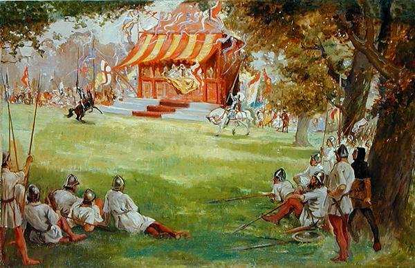 सर आर्थर कॉनन डॉयल्स (1859-1930) (सर पर कैनवास पर तेल) द्वारा सर निगेल और व्हाइट कंपनी से एक जोकिंग टूर्नामेंट, (140868 भी देखें) द्वारा जॉर्ज एडमंड बटलर