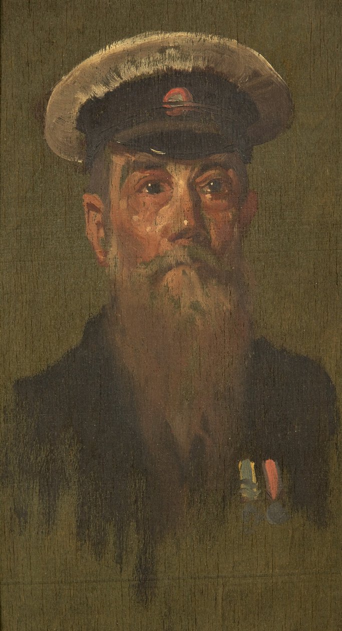 जे. ब्रूक्स का पोर्ट्रेट, छठा ड्रैगून, c. 1920 (पैनल पर तेल) द्वारा जॉर्ज एडमंड बटलर