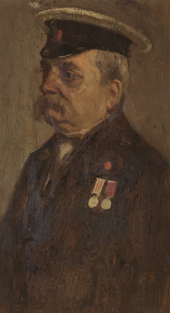 एस. वोवेल्स का पोर्ट्रेट, 60वां, c.1920 (पैनल पर तेल) द्वारा जॉर्ज एडमंड बटलर