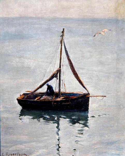 मेंडिंग द नेट्स, c.1910 (कैनवास पर तेल) द्वारा जॉर्ज एडवर्ड रॉबर्टसन