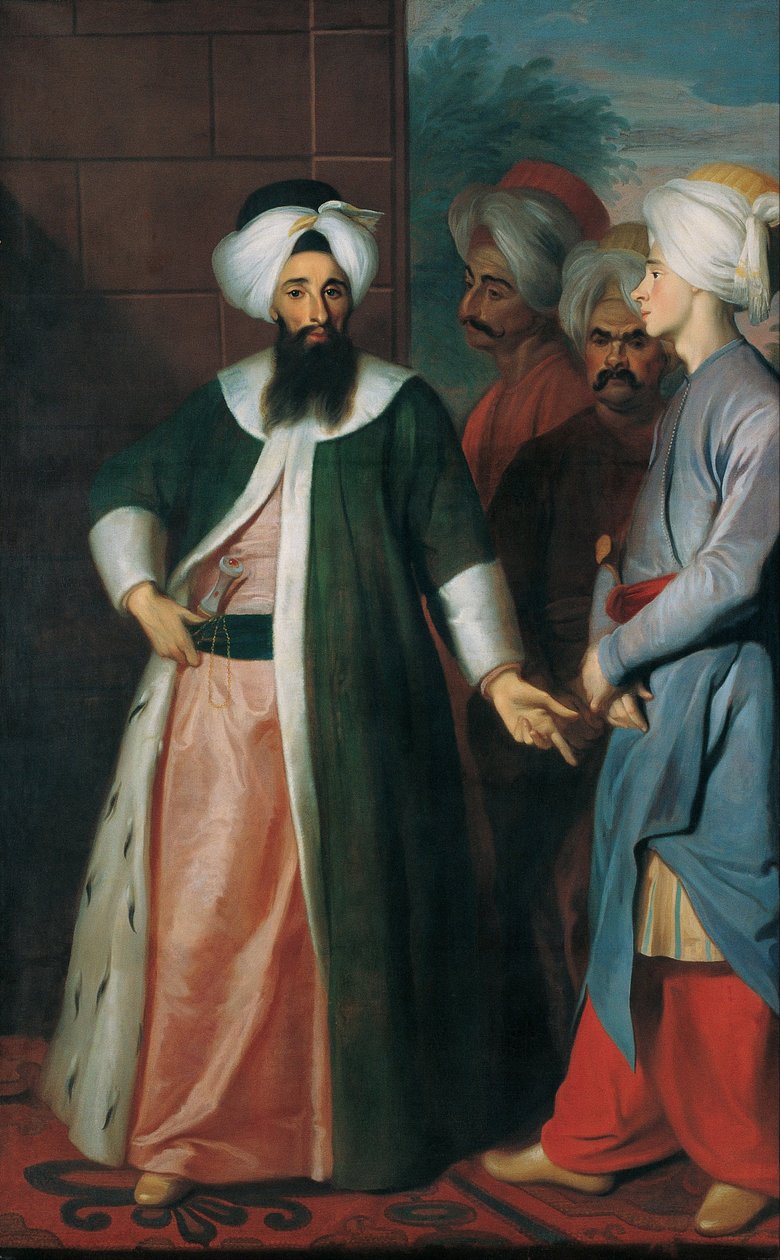 मुस्तफा आगा और उनके रेटिन्यू, 1730s द्वारा जॉर्ज एंगलहार्ड्ट श्रोएडर