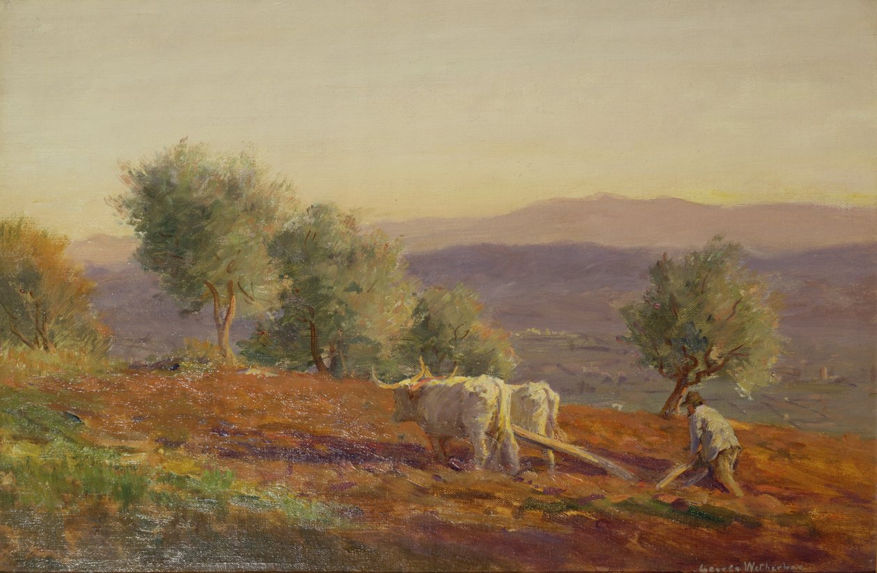 जहाँ विर्गिल सांग, मैन प्लविंग, 1912 द्वारा जॉर्ज फॉल्कनर वेदरबी