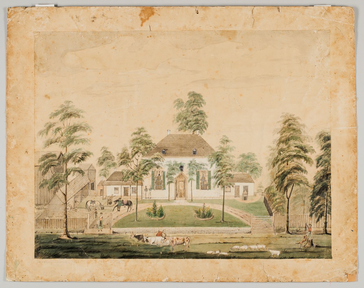 पार्क हाउस, एल्बियन, इलिनोइस, 1816 (कागज पर wc) द्वारा जॉर्ज फ्लावर