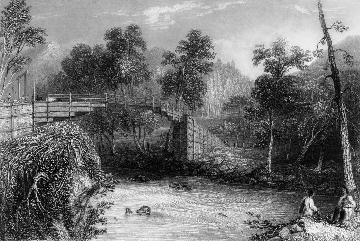 भुरकोट में पुल, 1838। द्वारा जॉर्ज फ्रांसिस व्हाइट