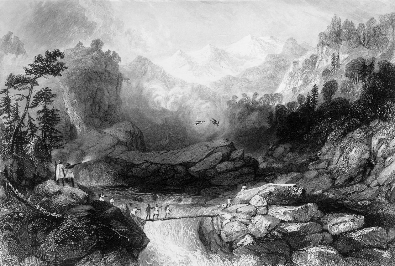 जमुनुत्री के पास एक संघ द्वारा पार करना, 1838। द्वारा जॉर्ज फ्रांसिस व्हाइट