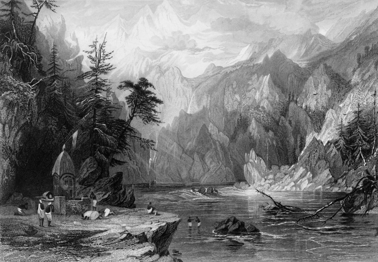 गुनगुत्री, गंगा का पवित्र स्रोत, 1838। द्वारा जॉर्ज फ्रांसिस व्हाइट