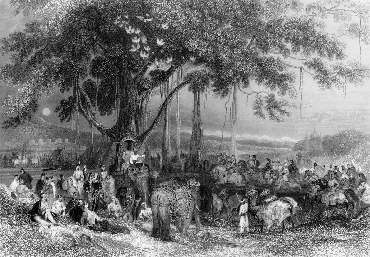 रणजीत सिंह और उनकी सुवारी, या सीकों का काफिला, 1838। द्वारा जॉर्ज फ्रांसिस व्हाइट