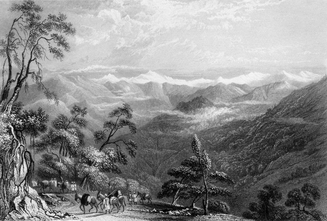 लंढौर से बर्फीली रेंज, 1838। द्वारा जॉर्ज फ्रांसिस व्हाइट