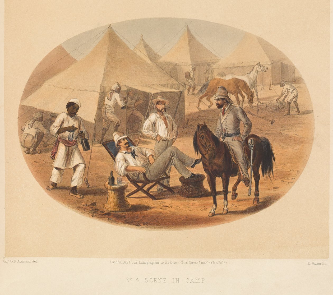 शिविर का दृश्य, भारतीय विद्रोह, 1857-1858 लगभग द्वारा जॉर्ज फ्रेंकलिन एटकिंसन