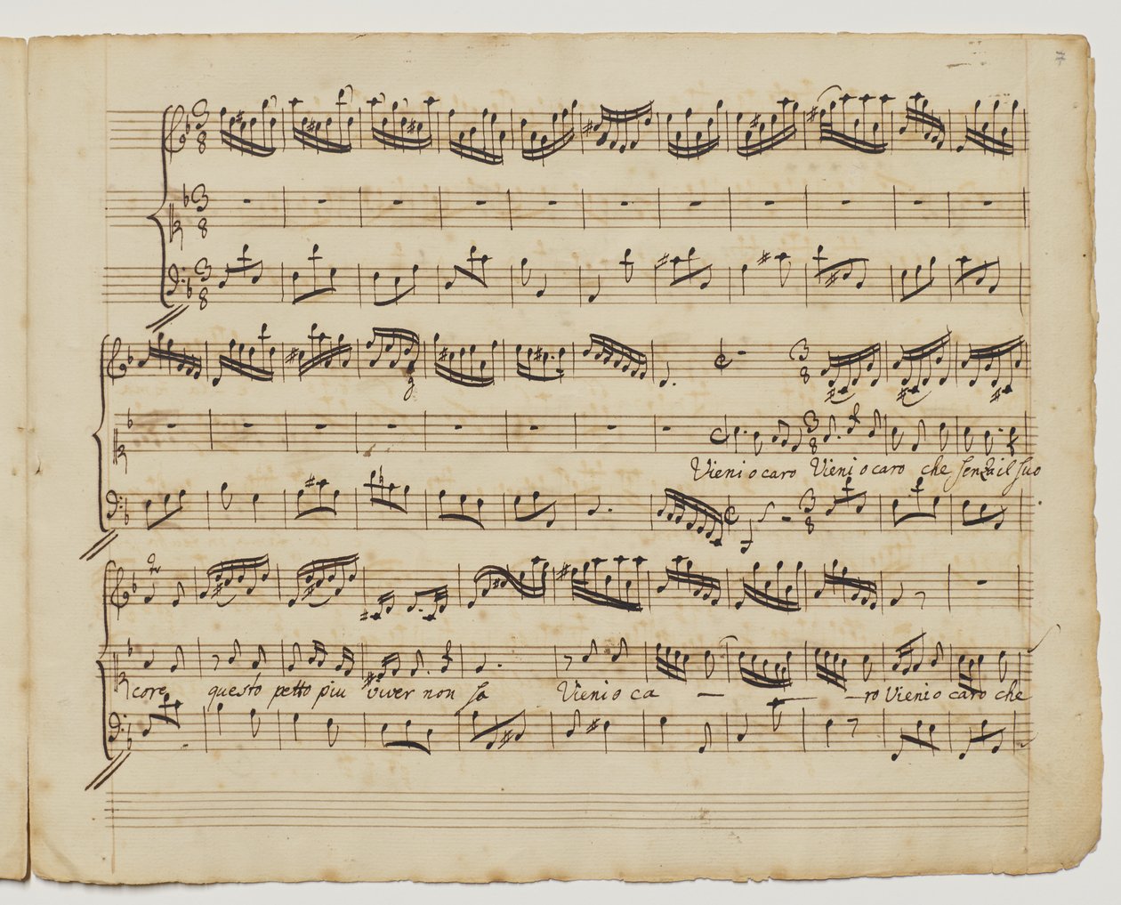 आओ या प्यारे कि उसके मूल के बिना, R.7 के लिए "Aditionall [sic] गाने से f.7r, c.1717 द्वारा जॉर्ज फ्रेडरिक हैंडेल