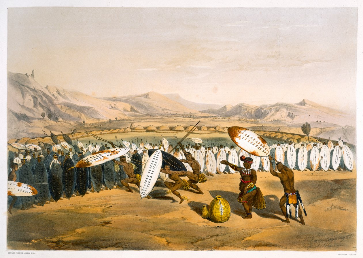 उम्पांडा, 1849 में नॉनडुएंगी में अपने सैनिकों की समीक्षा करते हुए द्वारा जॉर्ज फ्रेंच एंगस