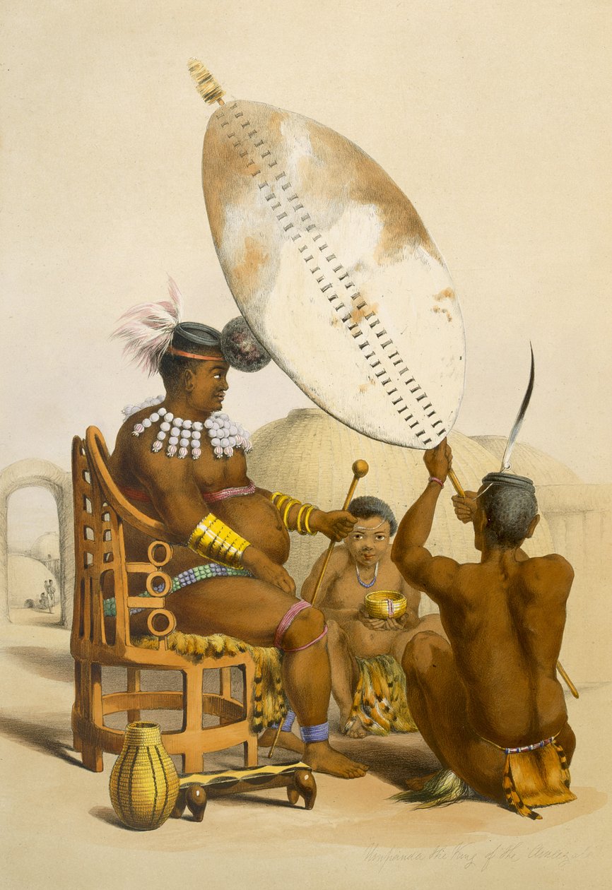 अम्फुलु के राजा, ओमपांडा, &39;द काफिर इलस्ट्रेटेड&39;, 1849 से प्लेट 11 द्वारा जॉर्ज फ्रेंच एंगस