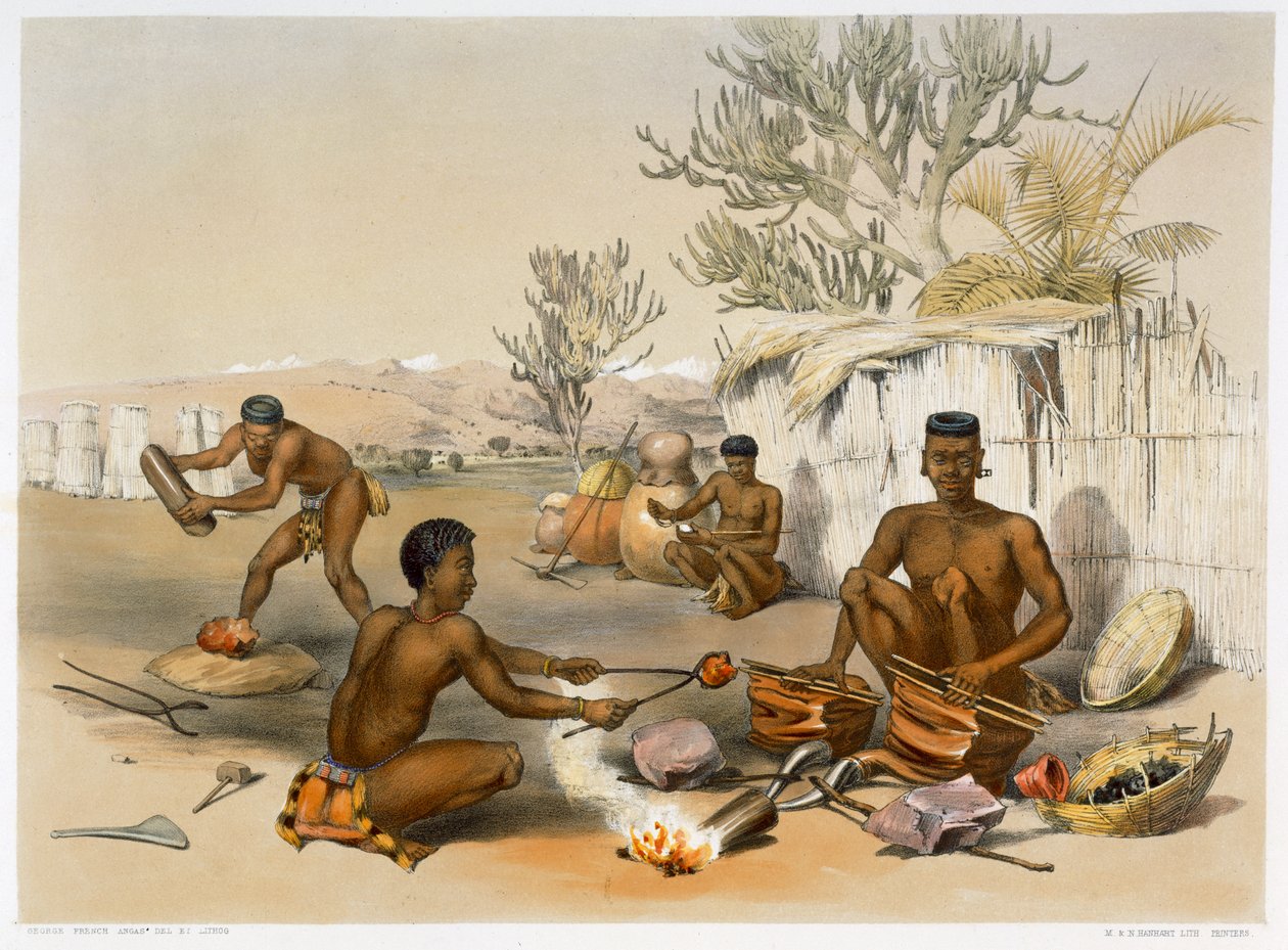 काम पर ज़ुलु लोहार, 1849 द्वारा जॉर्ज फ्रेंच एंगस