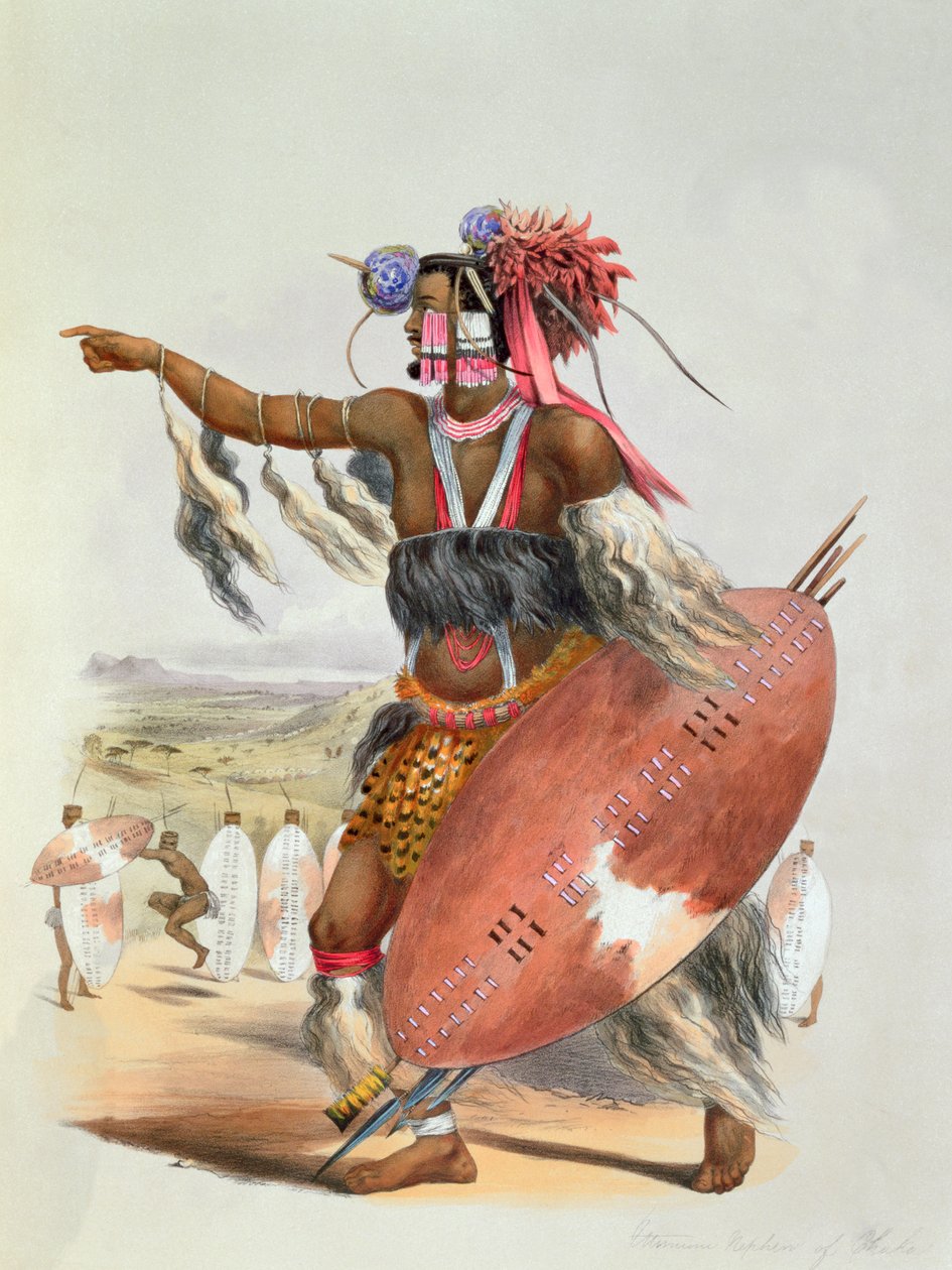ज़ुलु योद्धा, उटिमुनि, स्वर्गीय ज़ुलु राजा चाका का भतीजा, 1849 द्वारा जॉर्ज फ्रेंच एंगस